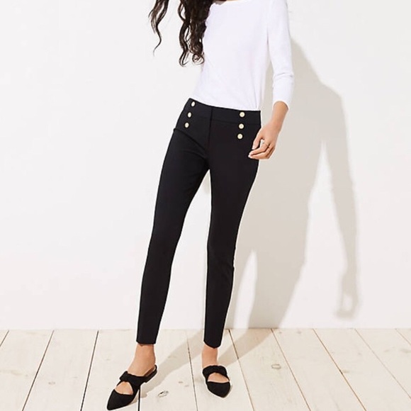 LOFT Pants - LOFT Black Skinny Sailor Marisa Pants Size 4P